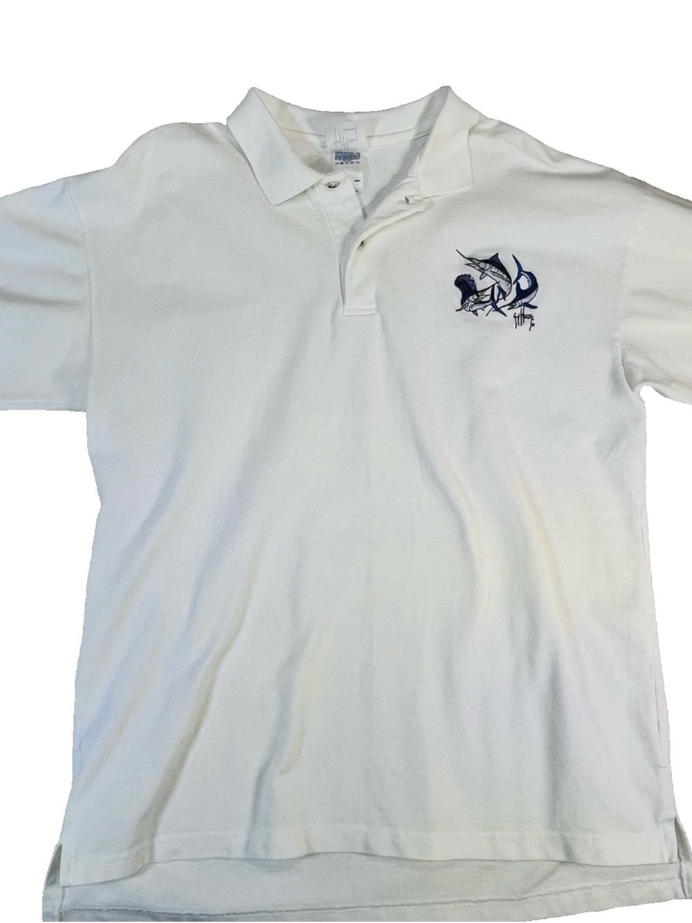 Guy Harvey Original Polo Shirt Mens XL White Embroidered Marlin Sailfish Fishing